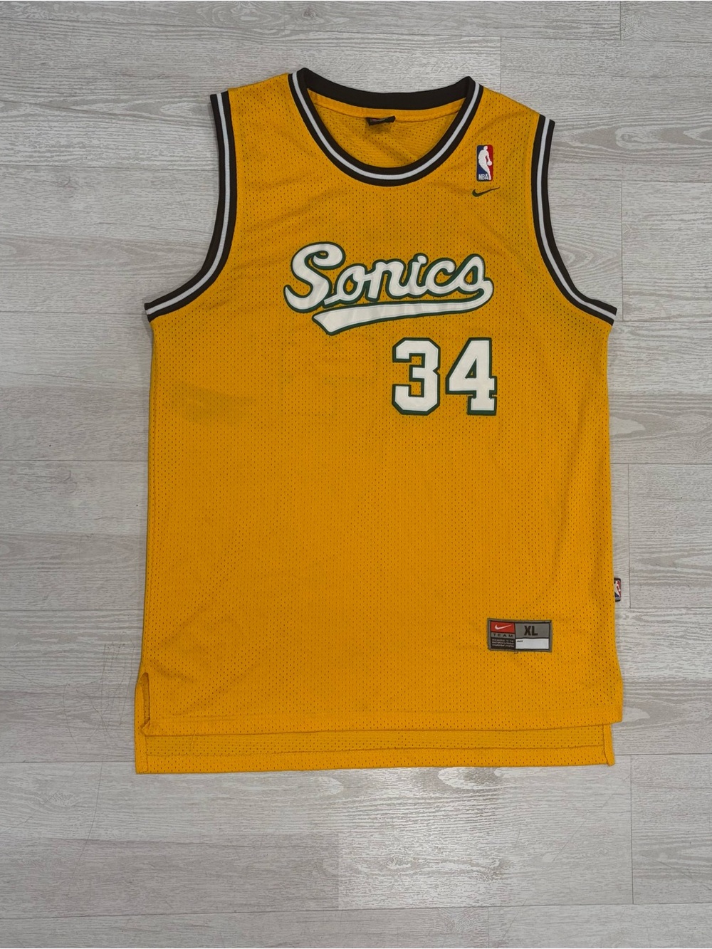 Vintage Nike NBA Seattle SuperSonics Ray Allen #34 Yellow Jersey Size XL men’s